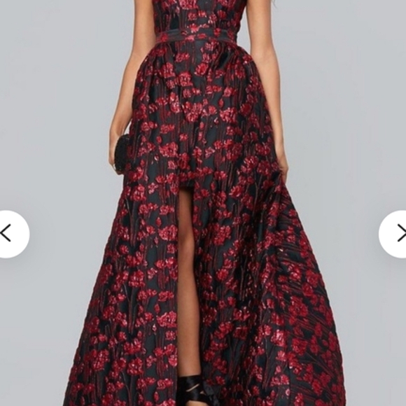 Bebe Sina Jacquard Hi-Lo Gown - Picture 2 of 5